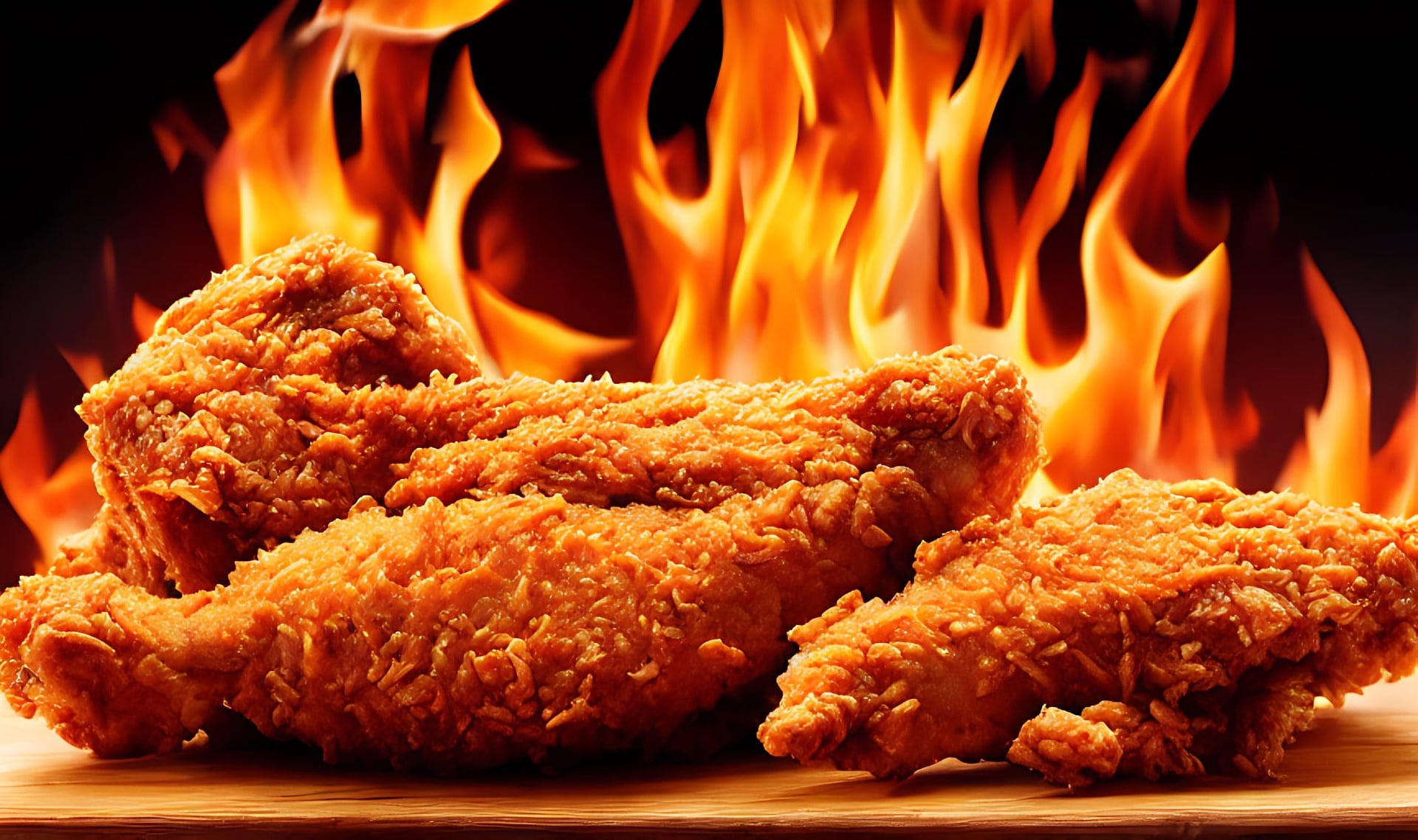 Crispy Nashville hot chicken with fiery spices and flames - Nashville's best hot chicken restaurants